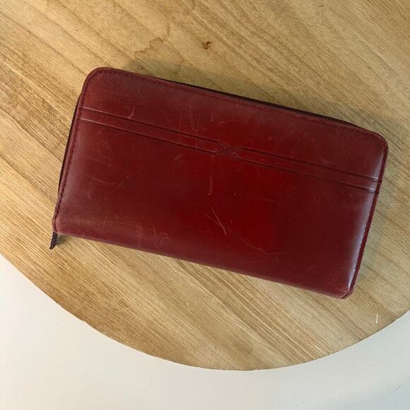Red Top Grain Cowhide Genuine Leather Buxton Vintage Wallet - Picture 11 of 11
